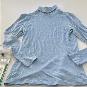 Woolx Large Baby Blue Long Sleeve Turtle Neck Pull Over Wool Shirt